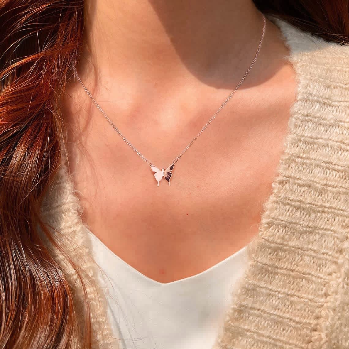 thumbnail image 7 of GOSFRY Gold Plated Necklace for Women Minimalist Exquisite Niche Butterfly Pendant Necklace Suitable for Graduation Ceremony Festival Gifts Travel Souvenirs Jewelry, 7 of 7