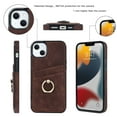 thumbnail image 6 of Feishell Fit for Apple iPhone 13 Case with 360° Rotatable Ring Holder,Shockproof Drop Resistant Premium Plain PU Leather Soft TPU Card Slots Kickstand Back Protective Phone Case,Coffee, 6 of 8