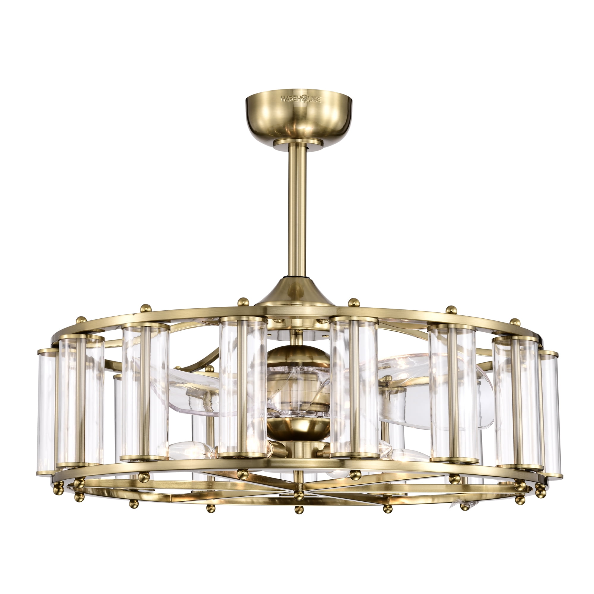 Tobias 28.3 in. 6-Light Indoor Brass Finish Ceiling Fan with Light Kit