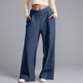 thumbnail image 2 of Aihuaihua Women Girls Wide Leg Sweatpants Drawstring Baggy Straight Leg Track Pants Casual Plain Pockets Blue XL, 2 of 5