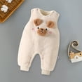 thumbnail image 2 of Zwiiyzr 0-3T Newborn Baby Boys And Girls Bear Ear Jumpsuit Sleeveless Fleece Rompers Cute Cartoon Infant Warm Outwear Fluffy Jumpsuit White, 2 of 6