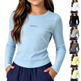 thumbnail image 2 of Ruyang Long Sleeve Shirts for Girls Kids Basic Tees Cotton Crew Neck Slim Fit Tops Lightweight Fall Cozy Layering Clothes, 2 of 4