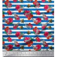 thumbnail image 1 of Soimoi Polyester Crepe Fabric Stripe,Leaves & Wild Flower Floral Print Fabric by The Yard 52 Inch Wide, 1 of 3