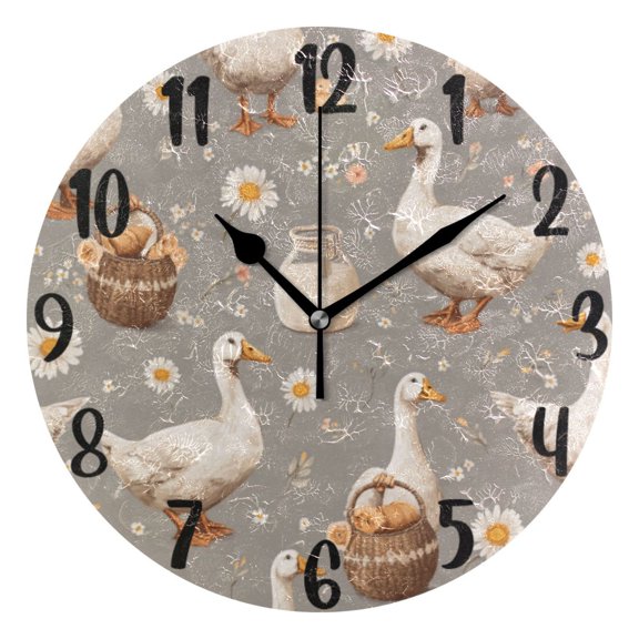 10" Quartz Indoor Wall Clock, Silent Mechanism Clock Geese and Ducks