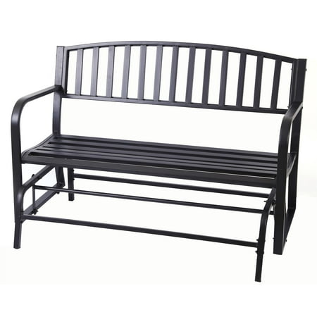 Mainstay Patio Glider Gardenised Black Steel Patio Garden Park Yard 50