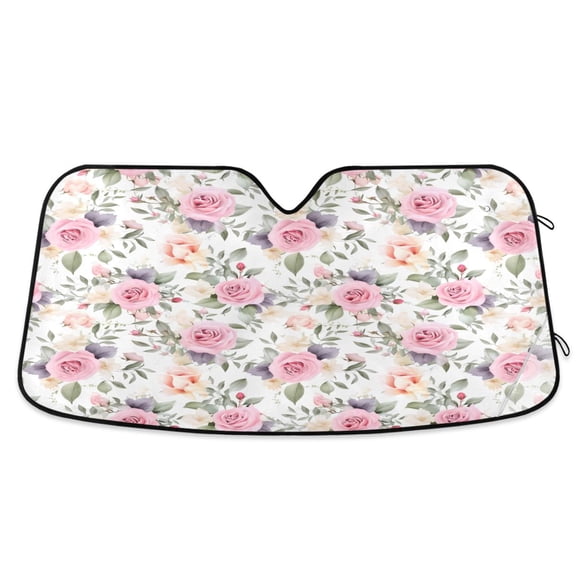 ALAZA Rose Flowers Pink Windshield Sun Shade Car Foldable Visor Block UV Rays Protector 55"x27.6"