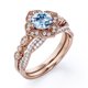 thumbnail image 4 of JeenMata Anillo Nupcial con Diseño de Milgrain Floral en Forma Redonda de 1,75 Quilates con Aguamarina Azul Cielo y Moissanita Engastado en Baño de Oro Rosa de 18 K sobre Plata, 4 of 5