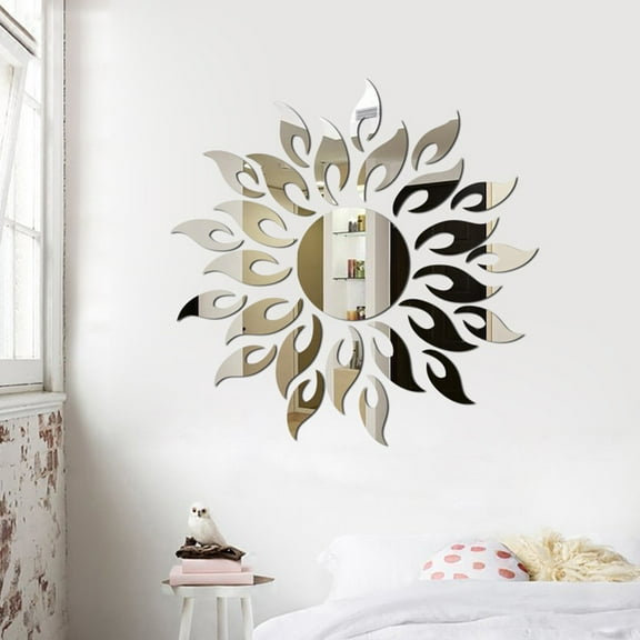 Removable Wall Sticker 3D Mirror Sun Art Decal for Elegant Home Room Decor