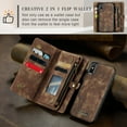 thumbnail image 5 of For iPhone X, iPhone XS Wallet Case,Multi-Functional Retro Leather Purse Flip Cover Zipper Wallet Case with Removable Card Slots Pocket & Detachable Wrist Strap Magnetic Phone Case, Darkbrown, 5 of 9