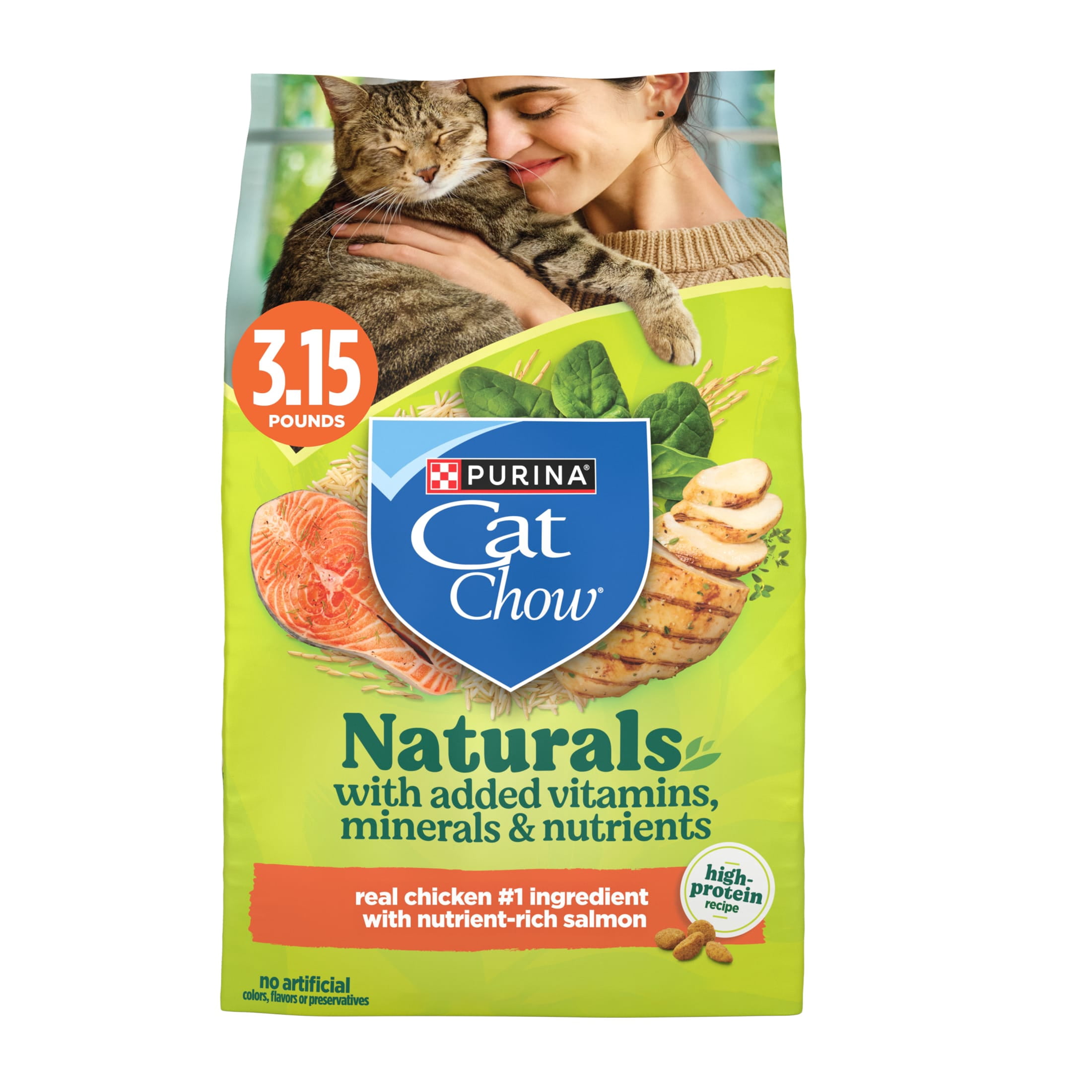(2 pack) Purina Cat Chow Naturals Chicken Flavor Dry Cat Food, 3.15 lb Bag