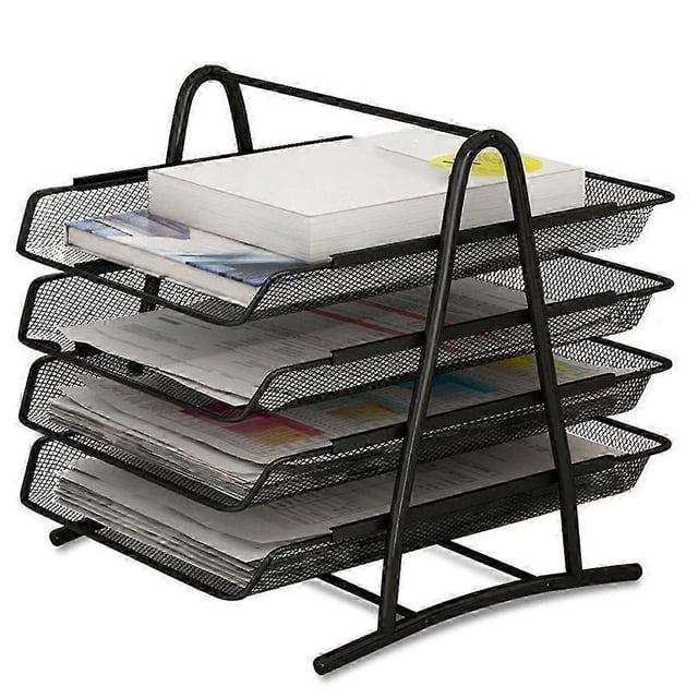 Letter Tray Metal Desk Organizer, 3-Tier Mesh Tray, Document, Letter, Office Organizer, Black