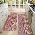 thumbnail image 4 of Kitchen Rugs Sets Of 2,Pink Boho Tribal Diamonds and Triangles Pattern Anti Fatigue Kitchen Mat Rugs Non Slip Washable,Decorative Kitchen Floor Mats for Kitchen,Sink,Laundry,17"X47", 4 of 5