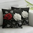 thumbnail image 2 of Shangniulu Black and Red Rose Flower Throw Pillow Covers Set of 2 Cushion Decorative Square Pillow Cases for Couch Sofa Bed, 2 of 6