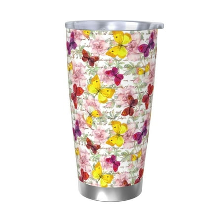 

Goofa Butterflies and Vintage for 20 oz Skinny Tumbler Stainless Steel Coffee Mug Slim Vacuum Insulated Travel Cup Car Cup-Without Straw