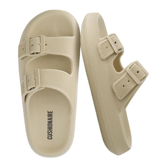 Cushionaire Fame Pillow Recovery Sandals for Women, Adjustable Double Buckle Waterproof EVA Cloud Slides for Women