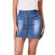 thumbnail image 1 of INSPIRE CHIC Faldas de mezclilla para mujer Minifalda de mezclilla de cintura alta ajustada con cremallera frontal azul medio M, 1 of 5