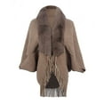 thumbnail image 2 of Elainilye Fashion Women's Fall Winter Scarf Knitted Loose Thickened Shawl Coat Artificial Fur-Collar Scarf Wrap Shawl Scarves,Brown, 2 of 8