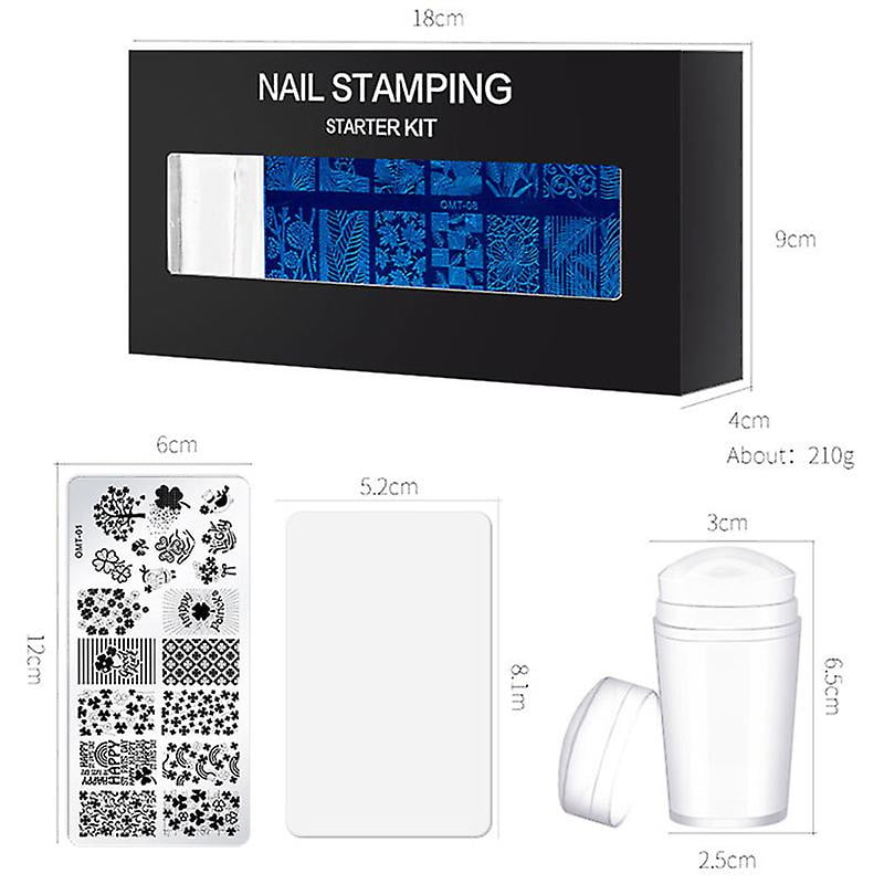 10Pcs/Set Nail Stamping Plates with Silicone Clear Stamper Scraper Flowers Geometry Printing for Nail Art Stamping Plates Manicure Art Tool Kit
