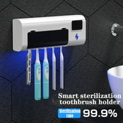 BASSTOP Toothbrush Disinfection Holder,Toothbrush Sanitizer Holder,2in1 Toothbrush Holder UV Light Sterilizer Cleaner Toothpaste Dispenser Organizer(Blue)