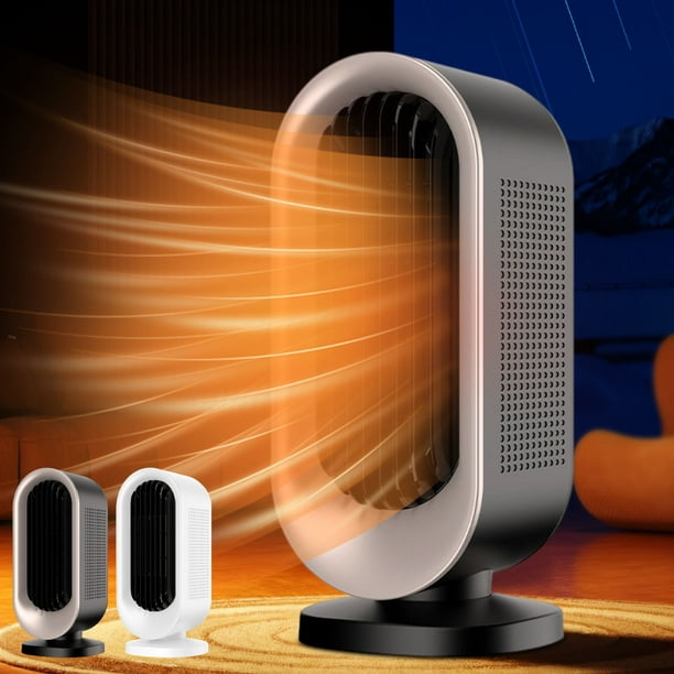 Ventilador Calefactor Compacto de Alta Potencia para Oficina En Casa | Calor Instantáneo, Funcionamiento Silencioso, Control Inteligente de Temperatura | Ee. Uu. 110 V | Negro/Blanco | 1 Calefactor