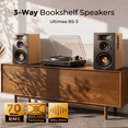 thumbnail image 5 of ULTIMEA 3-Way Powered Bookshelf Speakers with 5.25" Woofer, 70W RMS, App, Edge Horn & BassMX, SUB Out & HDMI ARC for Home Theater, Bluetooth 6.0, Auracast, Grille-Free Design, BS-3, 5 of 11
