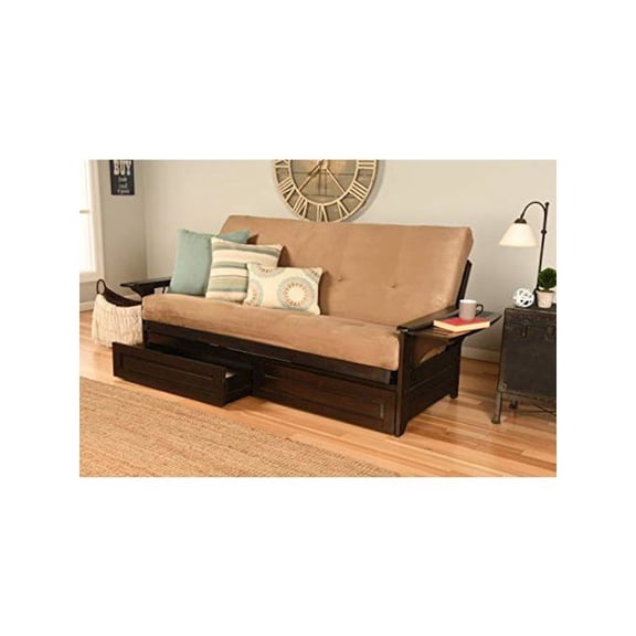 Kodiak Furniture Phoenix Frame with Suede Peat Fabric Mattress in Brown/Espresso