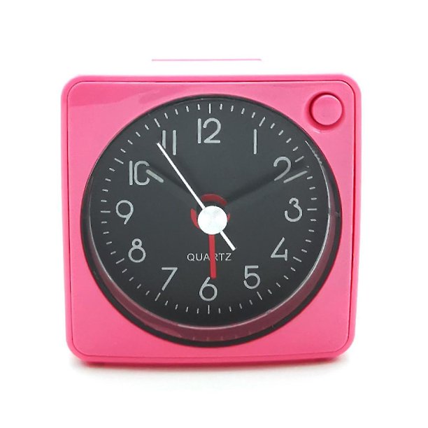 Mini reloj despertador, barrido silencioso, sin tictac, luz de fondo automática y función de repetición, uso en viajes (esfera roja/negra/manecillas blancas negras) (hy)