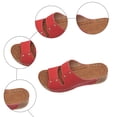 thumbnail image 5 of Rokment Studded Orthotic Platform Wedges Slip on Walking Sandals for Women Summer Beach Fashion Casual Leather Chunky Mid Heel Slides Dress Slippers Red Size 9.5, 5 of 7