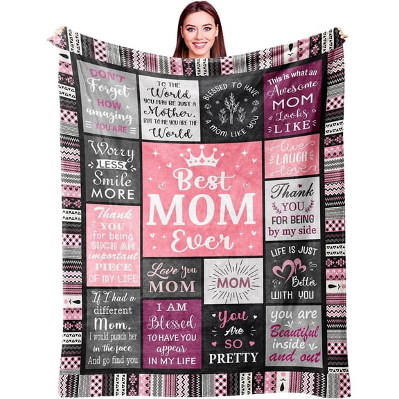 Gifts for Mom Blanket 60"x50", Mom Birthday Gifts, Mothers Day Birthday Gifts for Mom, Mom Gifts from Daughters Son, Gifts for Mom Birthday Christmas, Best Mom Ever Blankets Throw
