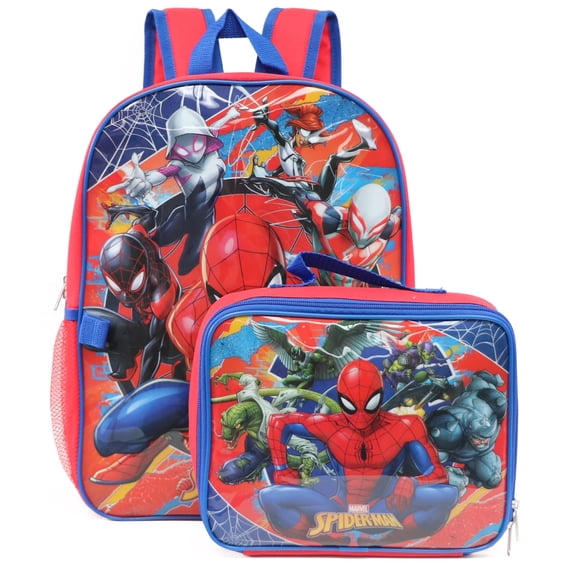 Marvel 16' Full Size Spiderman Backpack with Detachable Lunch Box