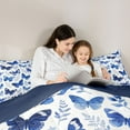 thumbnail image 4 of Feelyou Cartoon Butterfly Bedding Comforter Set 7 Pieces, Blue Leaf Plant Full Bedding Set, 4 of 8