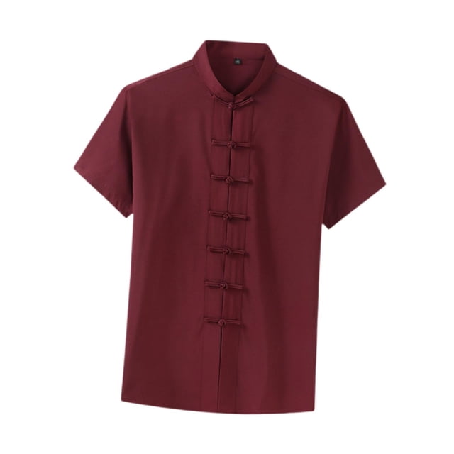 Camisa de manga corta para hombre Salvador traje chino Tang Ropa de verano gran Tamaño Rojo