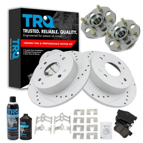 TRQ Wheel Hub Ceramic Brake Pad Performance Rotor Kit Rear w/Chemicals BKA21858 Fits select: 1998-2002 HONDA ACCORD