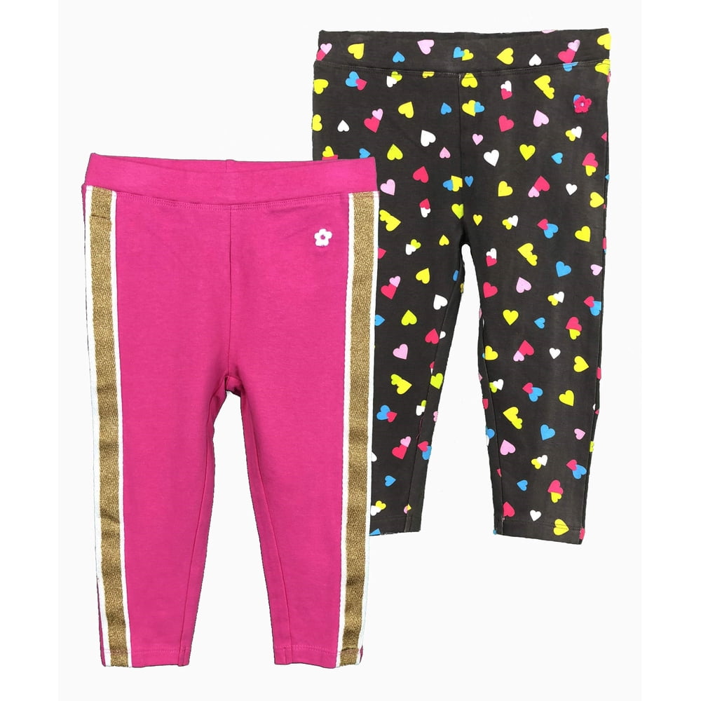 Limited Too Print And Side Stripe Crop Leggings, 2Pack (Little Girls