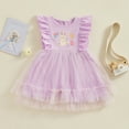 thumbnail image 2 of Bagilaanoe Toddler Baby Girl Easter Dress Print Ruffle Sleeveless A-line Princess Dresses 6M 12M 18M 24M 3T 4T Kid Summer Patchwork Tulle Skirt, 2 of 7