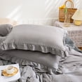 thumbnail image 1 of Move Over Gray Ruffle Pillow Shams Queen Ruffled Pattern Light Grey Boho Standard Pillowcases 100% Washed Microfiber, 1 of 6