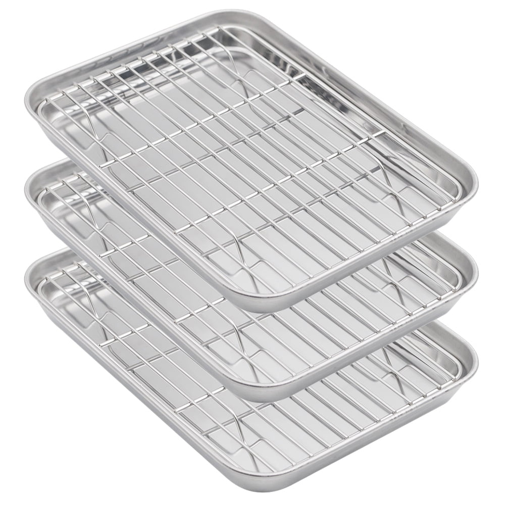 Aspire 3 Pcs Small Size Stainless Steel Baking Sheets And Racks Set