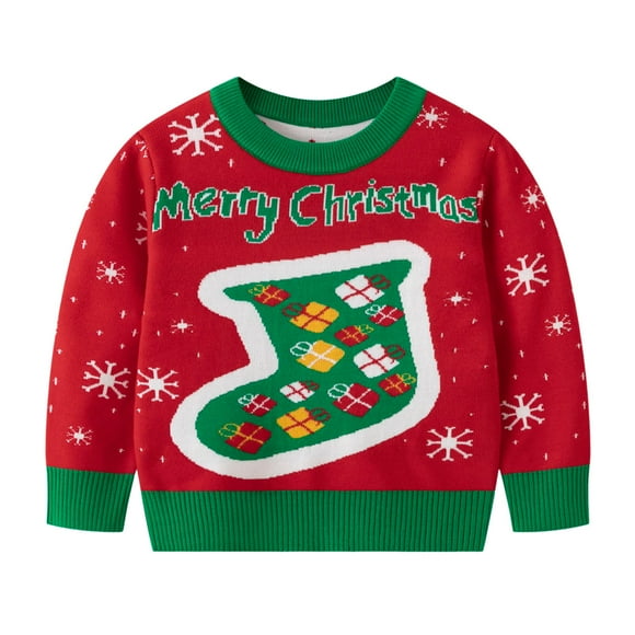 Petit Enfant Garçon Fille Noël Dessin Animé Chaud Tricot Manches Longues Hauts Tricot Cardigan Manteau Garçon Pug Chandail 16 18 Vêtements Garçon Grande Chemise Pack Chandail à Capuchon 14 Vacances 2t 18 Mon Rouge 6-7 Ans