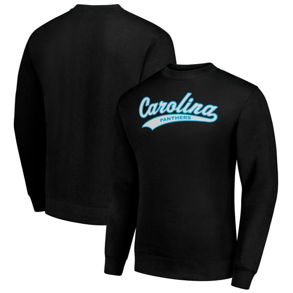 Men's Starter Black Carolina Panthers Tailsweep Team Graphic Tri-Blend Fleece Pullover Sweatshirt