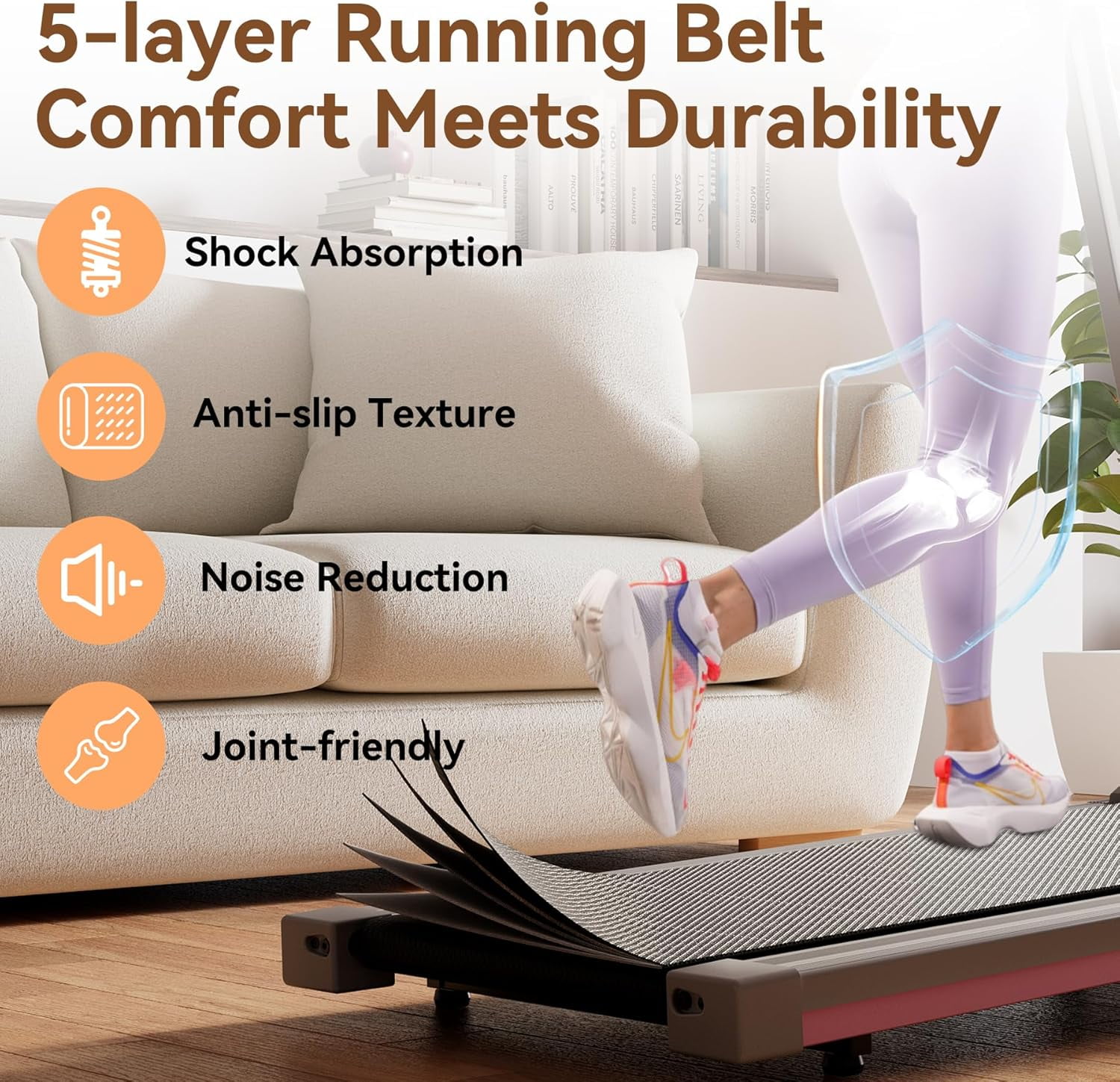 Treadmill for Home with Incline Folding Treadmills Running Machine for Small Spaces with Handle 300 LB, 3HP, 7.5 MPH Foldable Treadmill with App