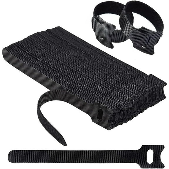 Reusable Cable and Wire Ties - 50 PCS, Adjustable Hook and Loop Cable Straps for Electronics Wire Cable Tidy Management Organizer, Black