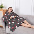 thumbnail image 5 of Oversized Wearable Blanket Hoodie,Dark Gray Christmas Gnome Pattern Sherpa Blanket Hoodie with Super Pockets,Super Warm Fuzzy Pullover for Women & Men, 5 of 6