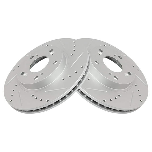 TRQ Front Performance Brake Rotors Set Premium G-Coated Cross Drilled & Slotted Fits Select 2002-2004 Honda CR-V