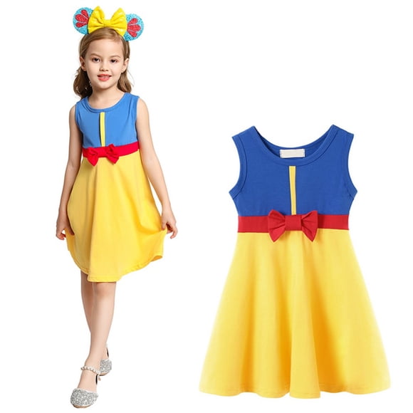 HAWEE Summer Girl Dress Mickey/Minnie/Belle/Snow White Mermaid Costumes Cartoon Role Playing Princess Frocks Outfits Clothes