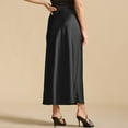 thumbnail image 5 of Women's Satin Silk Maxi Skirt High Waist Lace Trim - Elastic Waist Party Wedding Long Skirt, All Seasons, 5 of 5