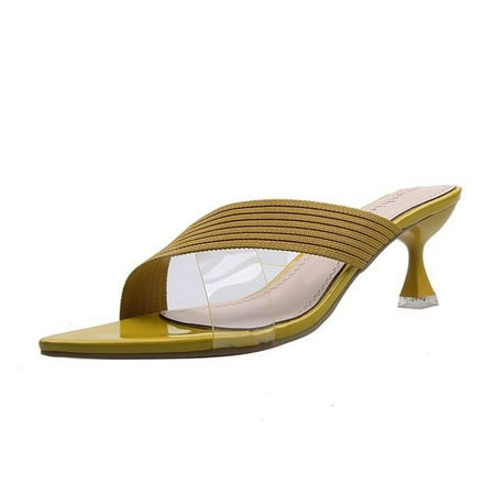 

Juebong Women Wedge Solid Round Toe Shoes Comfy Sandals Casual Comfortable Sandals Yellow Size 6