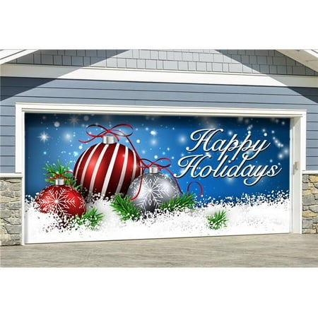 My Door Decor 285905xmas 011 7 X16 Ft Christmas Red White Ornaments On Red Holiday Door Banner Decor Multi Color