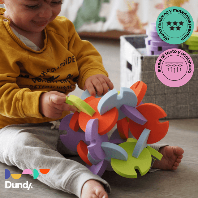Dundy Conecta, Juego de construccion infantíl, discos de espuma EVA suaves y seguros.