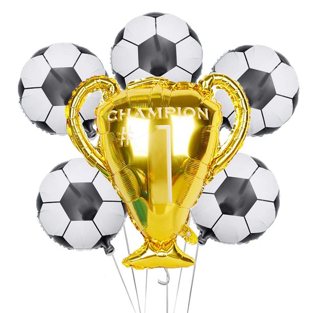 Soccer Party Balloons Set, Championship Trophy Balloon and Soccer Foil