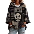 thumbnail image 2 of Halloween Oversized Hoodies for Women 3/4 Sleeve Vintage Graphic Hooded Sweatshirts 2026 Gothic Spooky Funny Batwing Hoodies, S, 2 of 4